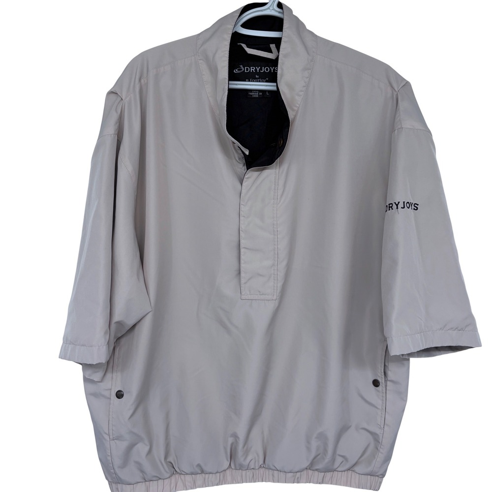 Footjoy DryJoys‎ 1/4 Zip Windbreaker Pullover Mens Large Beige Pullover Golf